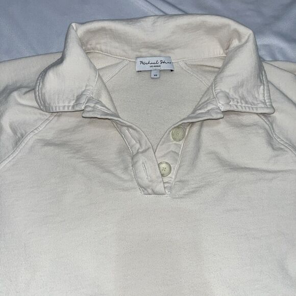 Michael Stars XS Nude Collared Pullover W 1/4 Buttons Cotton - Picture 2 of 6